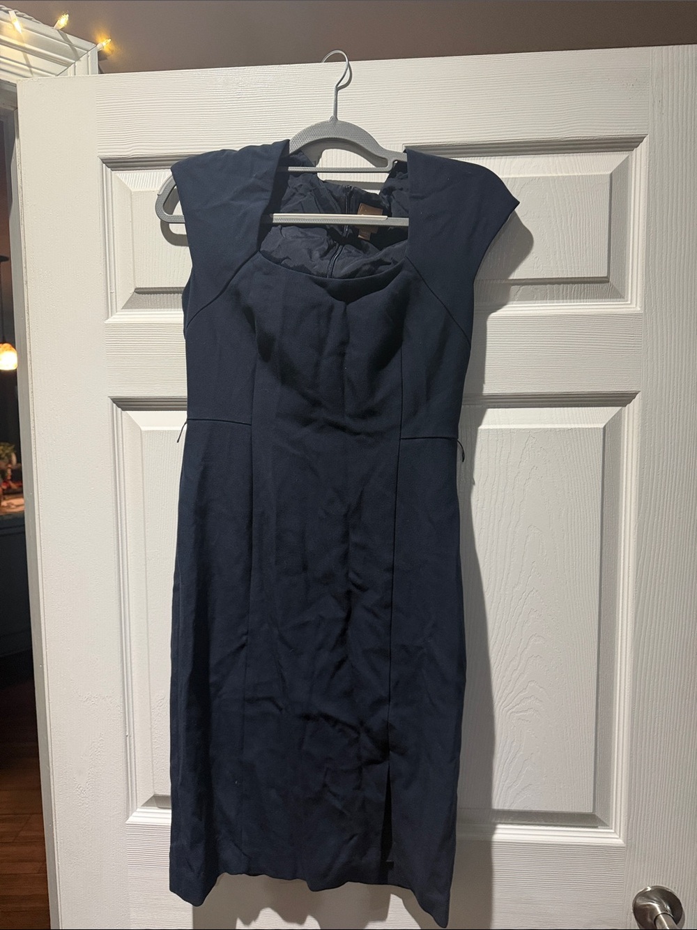 Boss Navy Cap-Sleeve Midi Sheath Dress